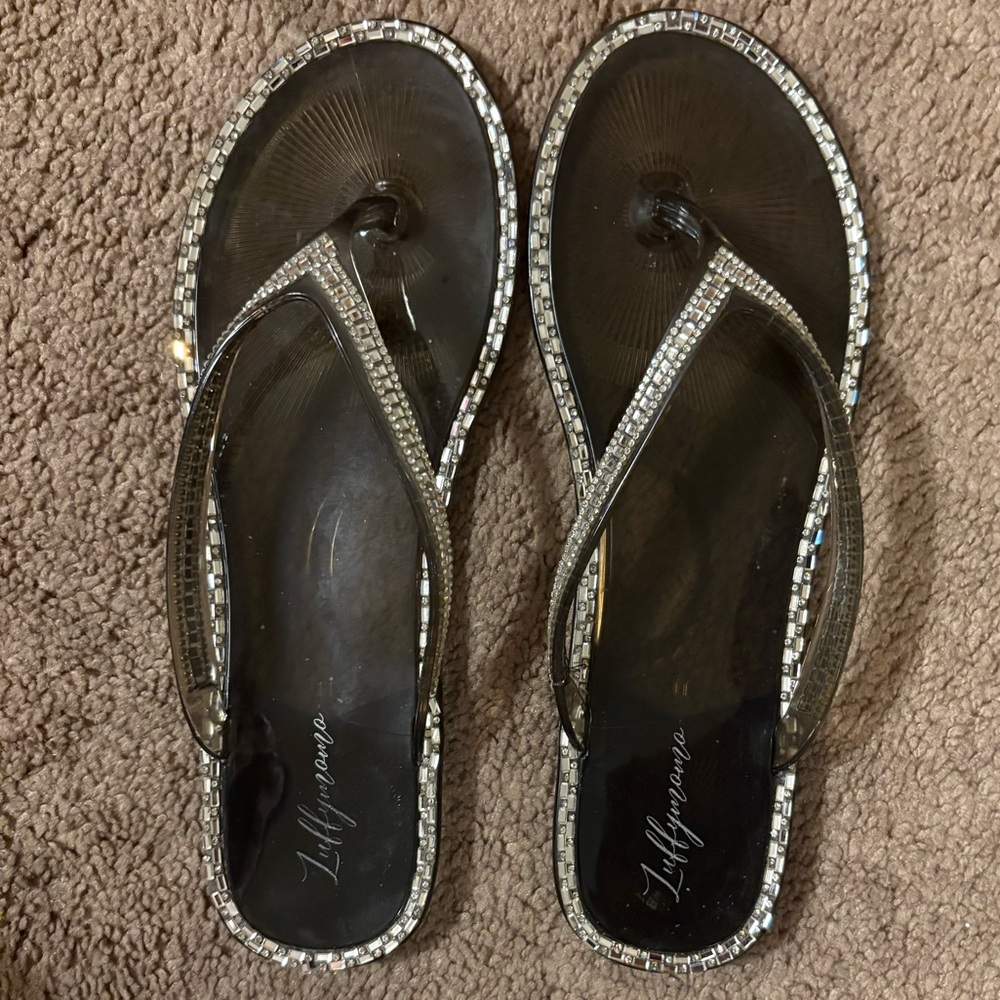 Lilly Pulitzer Black and Silver Sandals